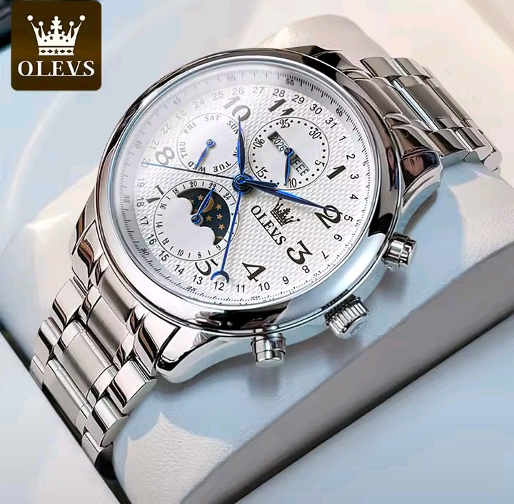OLEVS watch with silver-tone metal bracelet