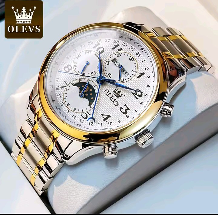 OLEVS watch with two-tone metal bracelet